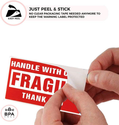 4 X 6 Inch Large Fragile Stickers Handle with Care Warning Packing Shipping Label - Permanent Adhesive (1 Roll, 500 Labels)