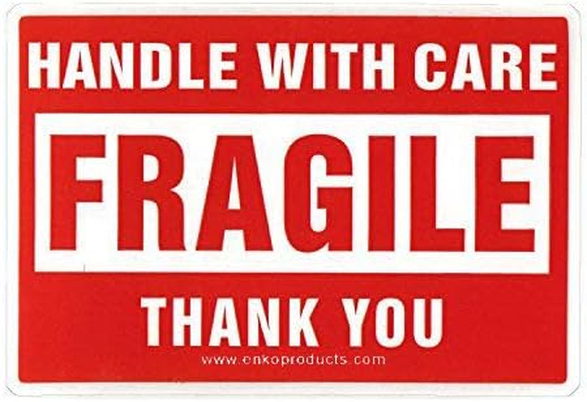 4 X 6 Inch Large Fragile Stickers Handle with Care Warning Packing Shipping Label - Permanent Adhesive (1 Roll, 500 Labels)